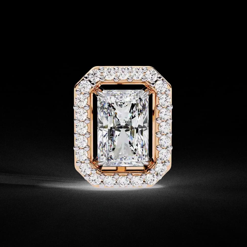 Radiant Cut Halo Lab Grown Diamond Stud Earrings - Image 15 Radiant Cut Halo Lab Grown Diamond Stud Earrings, view 15 of 23