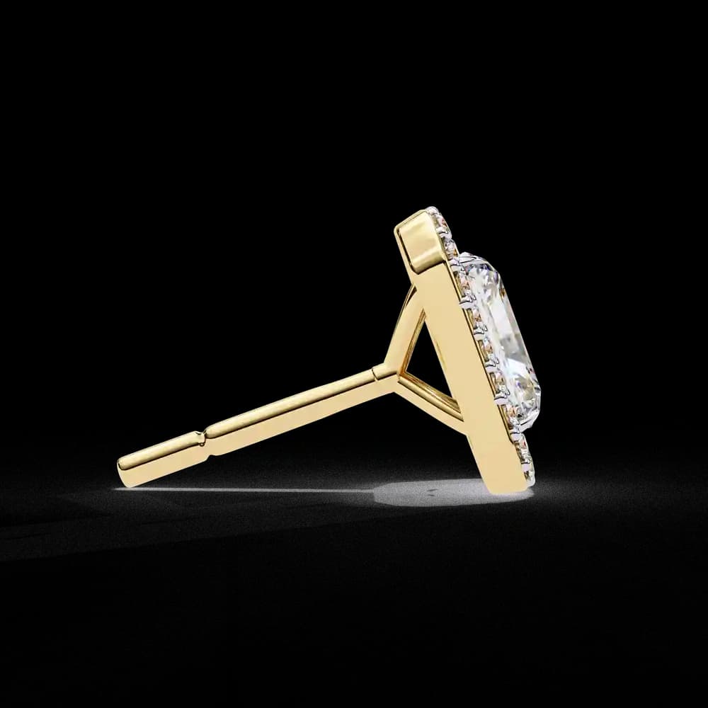 Radiant Cut Halo Lab Grown Diamond Stud Earrings - Image 18 Radiant Cut Halo Lab Grown Diamond Stud Earrings, view 18 of 23