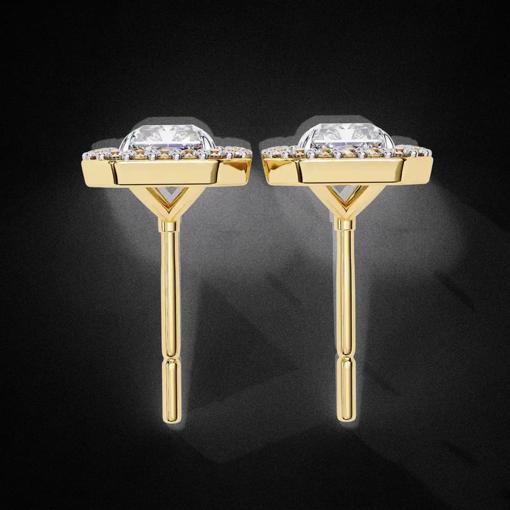 Radiant Cut Halo Lab Grown Diamond Stud Earrings - Image 19 Radiant Cut Halo Lab Grown Diamond Stud Earrings, view 19 of 23