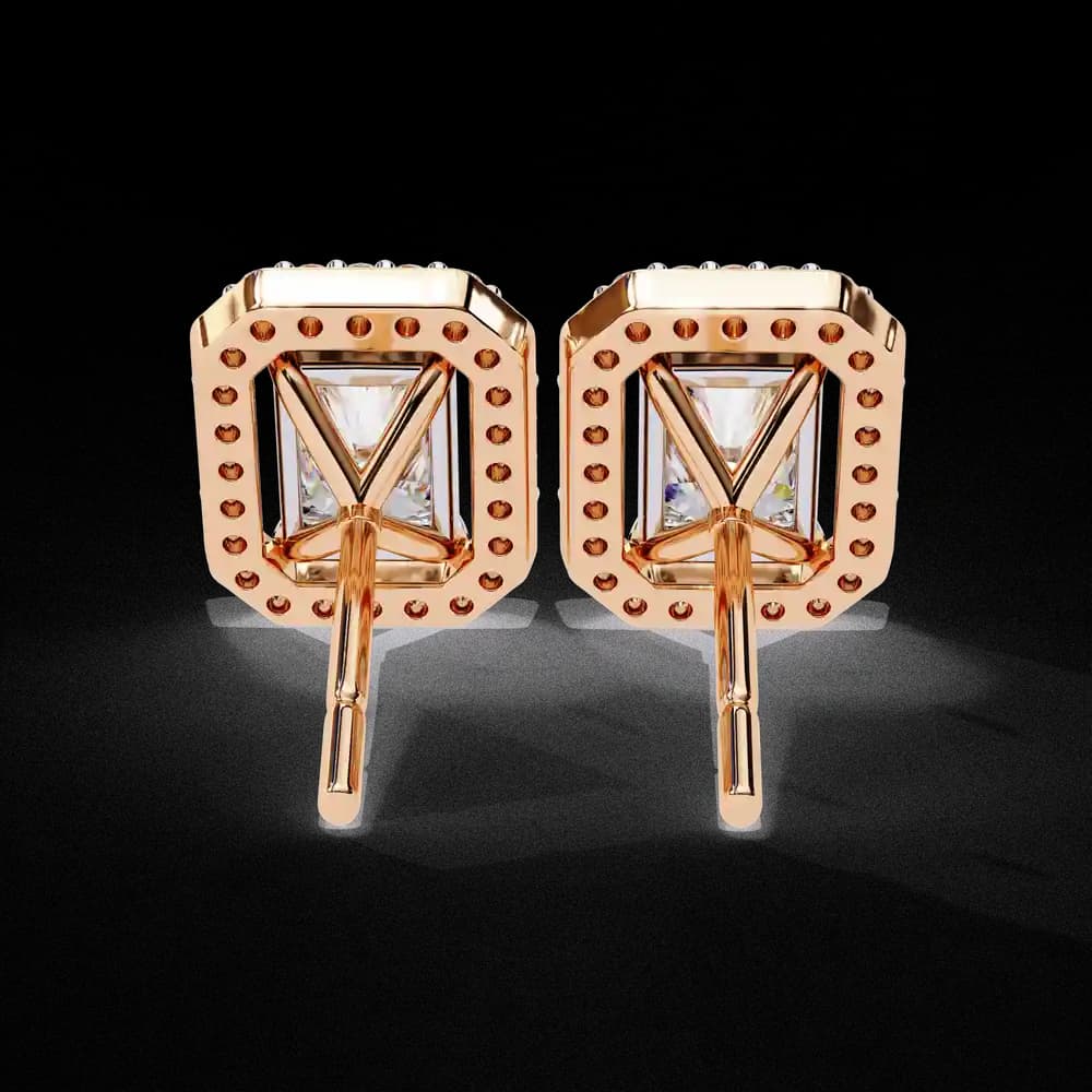 Radiant Cut Halo Lab Grown Diamond Stud Earrings - Image 2 Radiant Cut Halo Lab Grown Diamond Stud Earrings, view 2 of 23