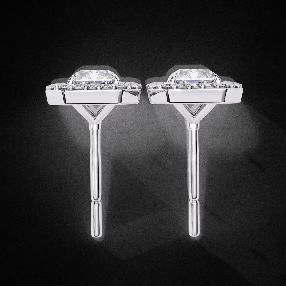 Radiant Cut Halo Lab Grown Diamond Stud Earrings - Image 21 Radiant Cut Halo Lab Grown Diamond Stud Earrings, view 21 of 23
