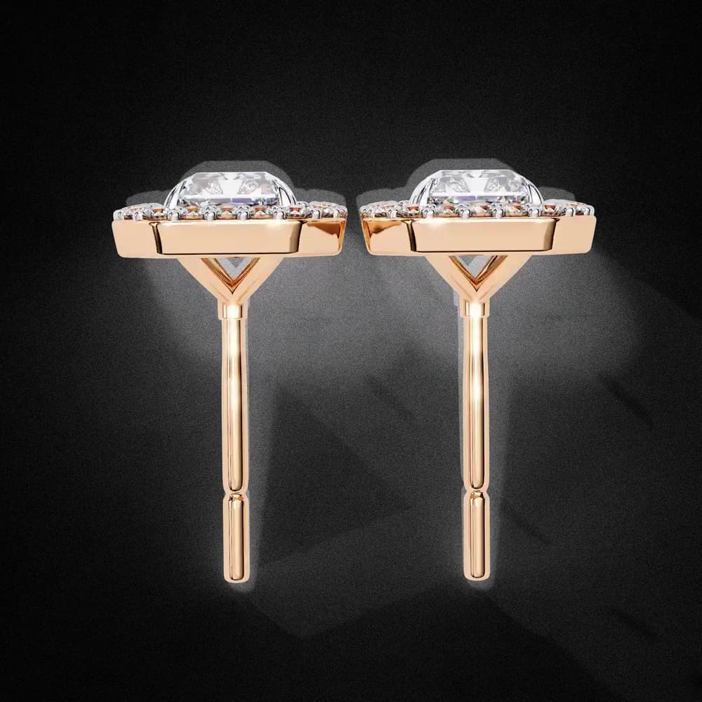 Radiant Cut Halo Lab Grown Diamond Stud Earrings - Image 22 Radiant Cut Halo Lab Grown Diamond Stud Earrings, view 22 of 23