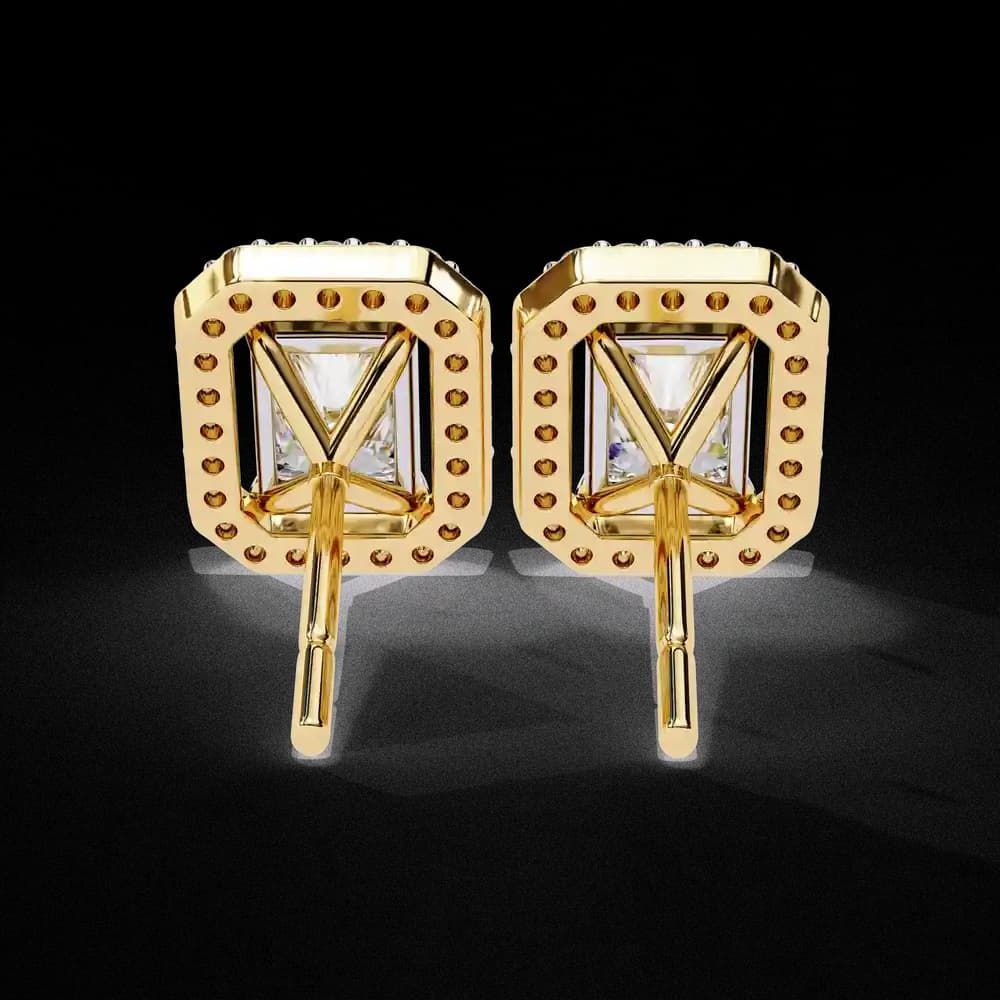 Radiant Cut Halo Lab Grown Diamond Stud Earrings - Image 23 Radiant Cut Halo Lab Grown Diamond Stud Earrings, view 23 of 23