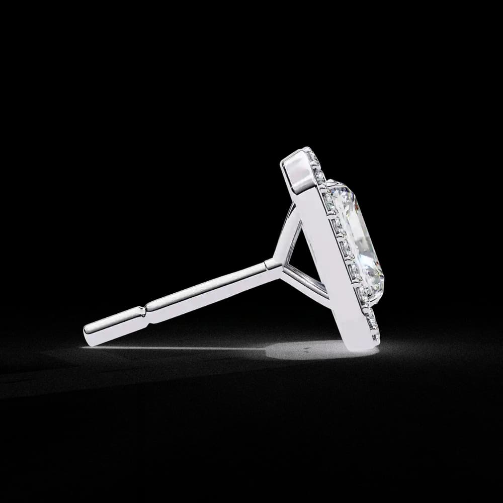 Radiant Cut Halo Lab Grown Diamond Stud Earrings - Image 8 Radiant Cut Halo Lab Grown Diamond Stud Earrings, view 8 of 23