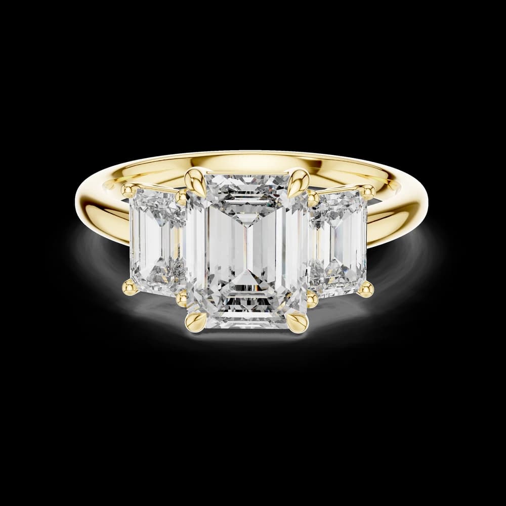 Classic Three-Stone Emerald Cut Lab Grown Diamond Ring - Image 3 Classic Three-Stone Emerald Cut Lab Grown Diamond Ring, view 3 of 5