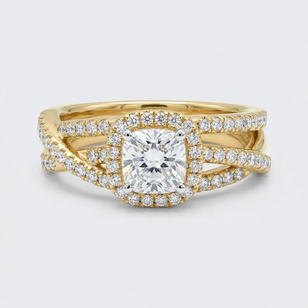 Triple Row Square Halo Lab Grown Diamond Ring - Image 3 Triple Row Square Halo Lab Grown Diamond Ring, view 3 of 4