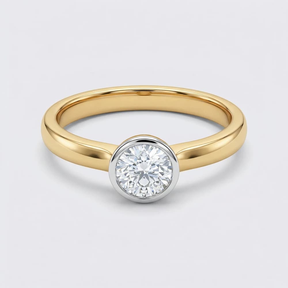 Modern Bezel Solitaire Lab Grown Diamond Ring - Image 1 Modern Bezel Solitaire Lab Grown Diamond Ring, view 1 of 2