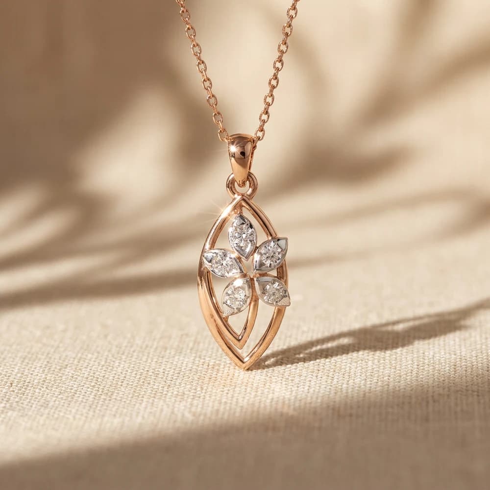 Marquise Floral Cluster Pendant - Image 5 Marquise Floral Cluster Pendant, view 5 of 5