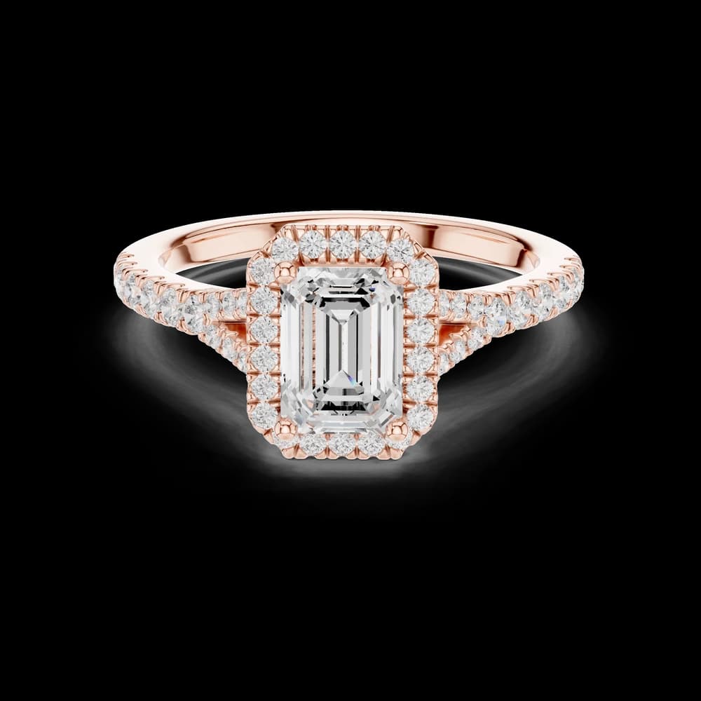 Split Shank Emerald Lab Grown Diamond Ring - Image 1 Split Shank Emerald Lab Grown Diamond Ring, view 1 of 6
