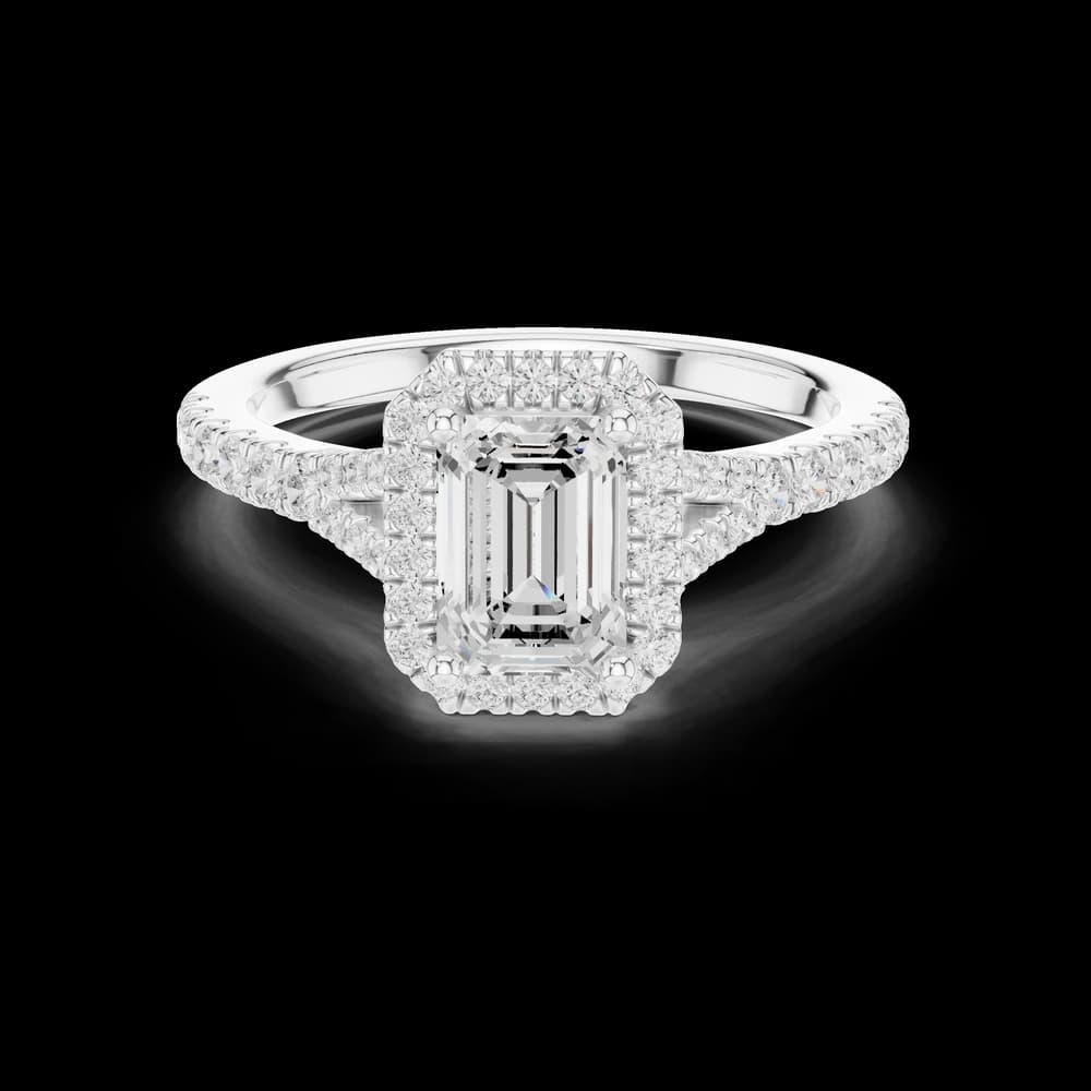 Split Shank Emerald Lab Grown Diamond Ring - Image 2 Split Shank Emerald Lab Grown Diamond Ring, view 2 of 6