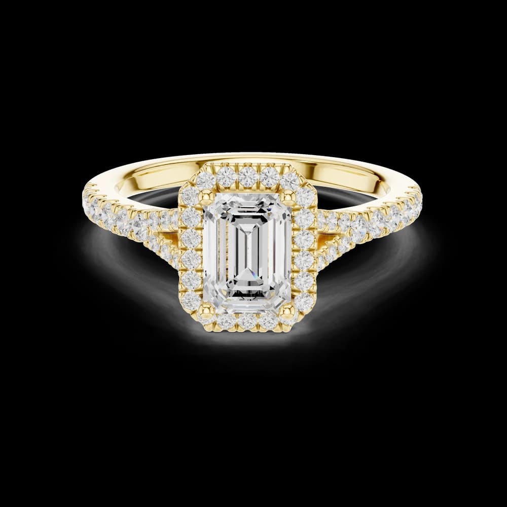 Split Shank Emerald Lab Grown Diamond Ring - Image 3 Split Shank Emerald Lab Grown Diamond Ring, view 3 of 6