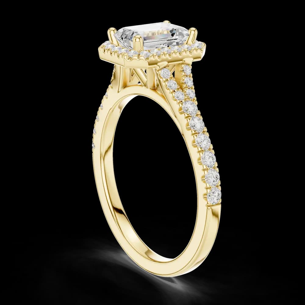 Split Shank Emerald Lab Grown Diamond Ring - Image 4 Split Shank Emerald Lab Grown Diamond Ring, view 4 of 6