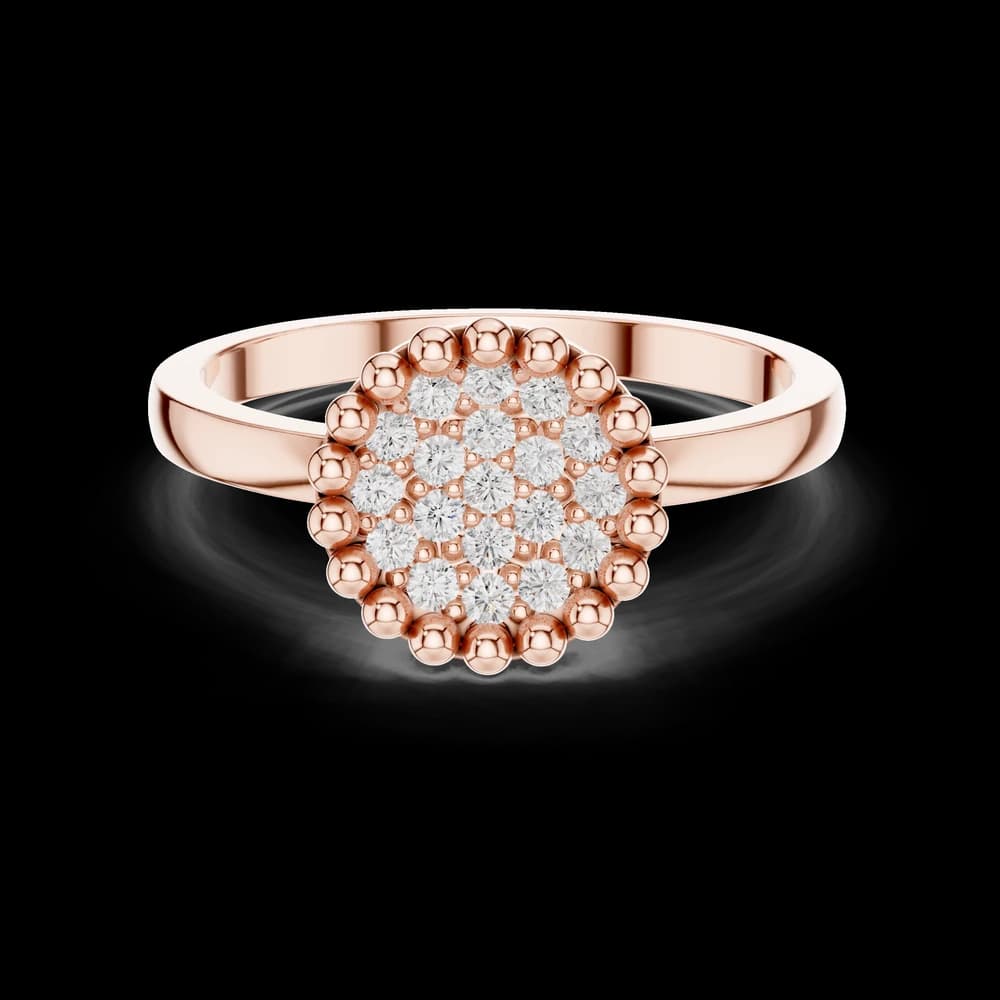 Bead Edge Round Cluster Lab Grown Diamond Ring - Image 1 Bead Edge Round Cluster Lab Grown Diamond Ring, view 1 of 6