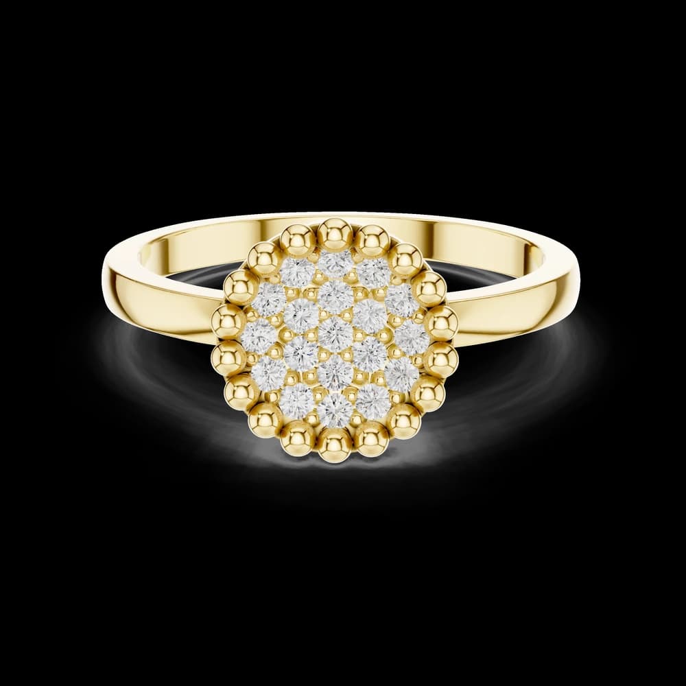 Bead Edge Round Cluster Lab Grown Diamond Ring - Image 3 Bead Edge Round Cluster Lab Grown Diamond Ring, view 3 of 6