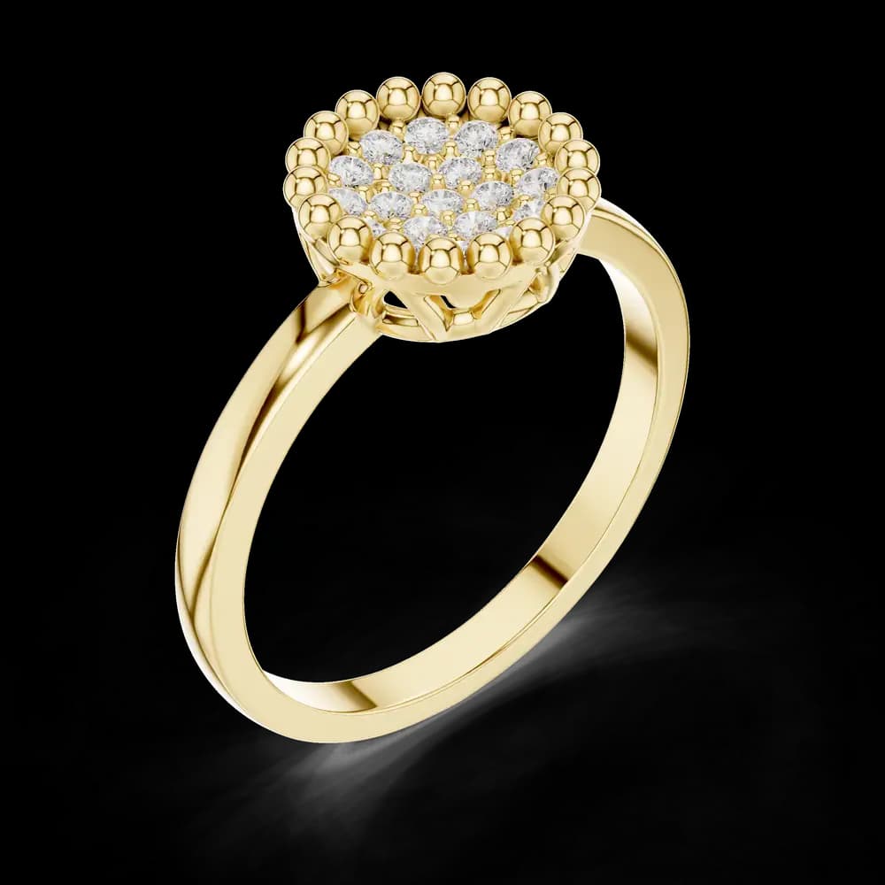 Bead Edge Round Cluster Lab Grown Diamond Ring - Image 5 Bead Edge Round Cluster Lab Grown Diamond Ring, view 5 of 6