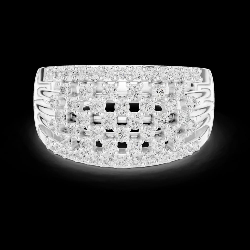 Wide Multi Row Lattice Lab Grown Diamond Ring - Image 2 Wide Multi Row Lattice Lab Grown Diamond Ring, view 2 of 6