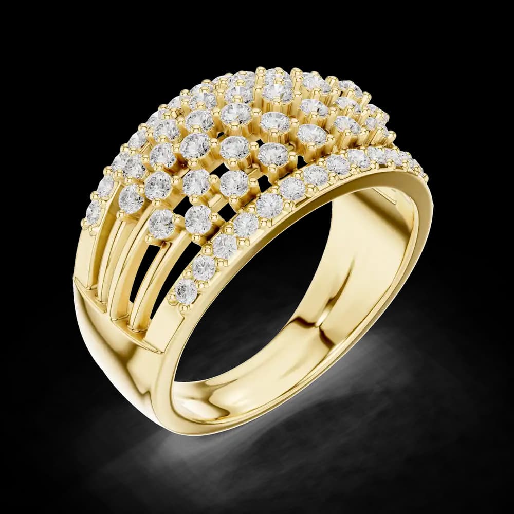 Wide Multi Row Lattice Lab Grown Diamond Ring - Image 5 Wide Multi Row Lattice Lab Grown Diamond Ring, view 5 of 6