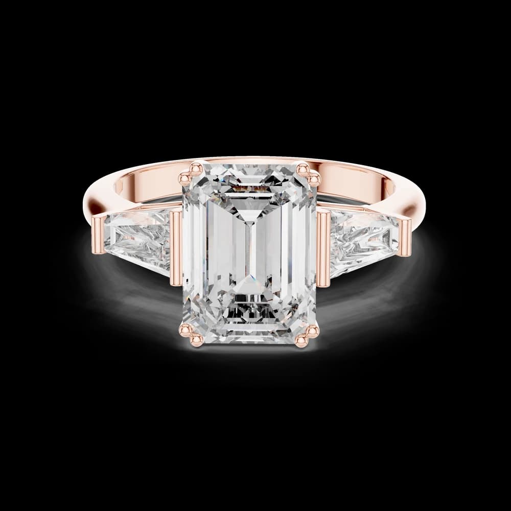 Baguette Side Emerald Cut Lab Grown Ring - Image 1 Baguette Side Emerald Cut Lab Grown Ring, view 1 of 5