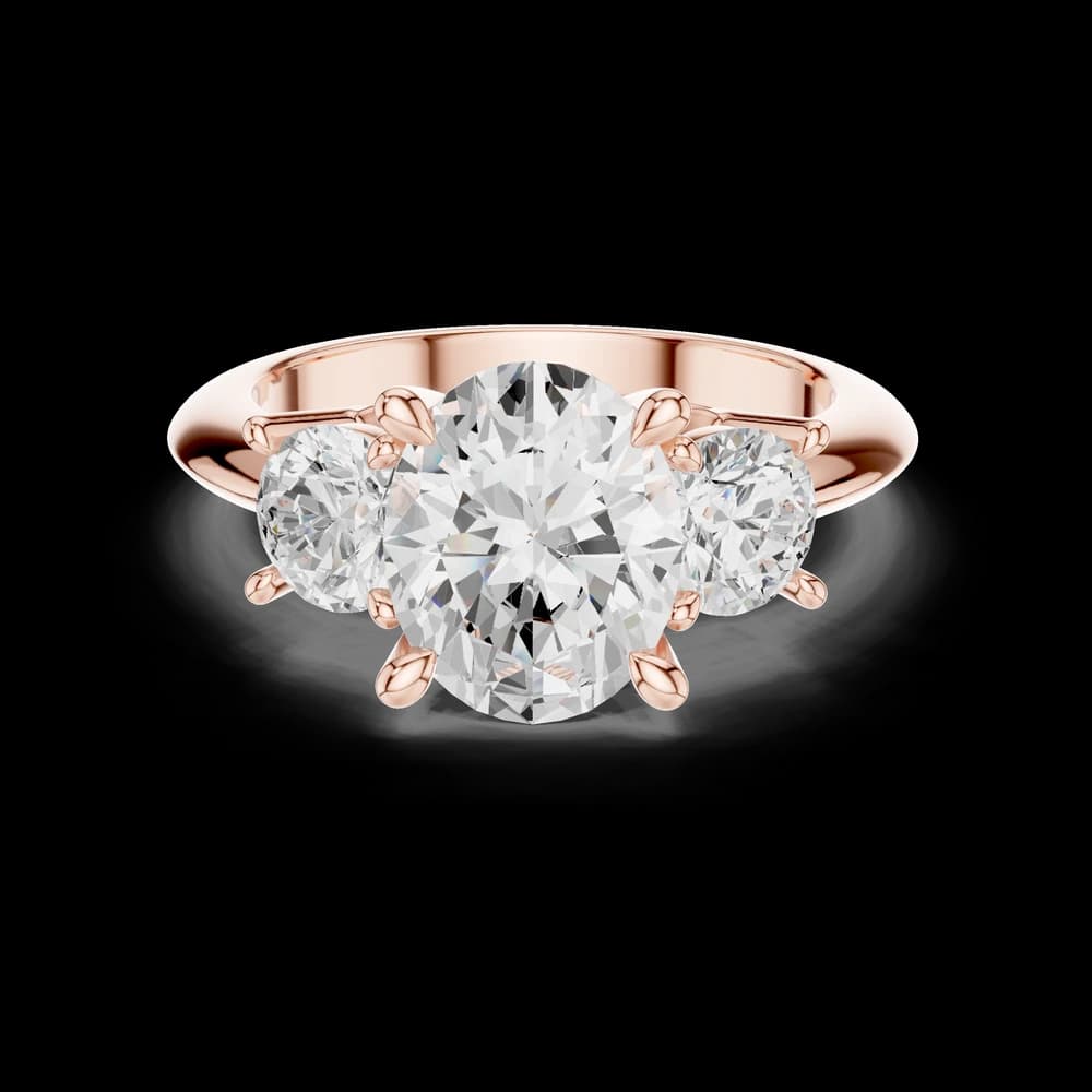 Oval Three Stone Side Round Lab Grown Diamond Ring - Image 1 Oval Three Stone Side Round Lab Grown Diamond Ring, view 1 of 6