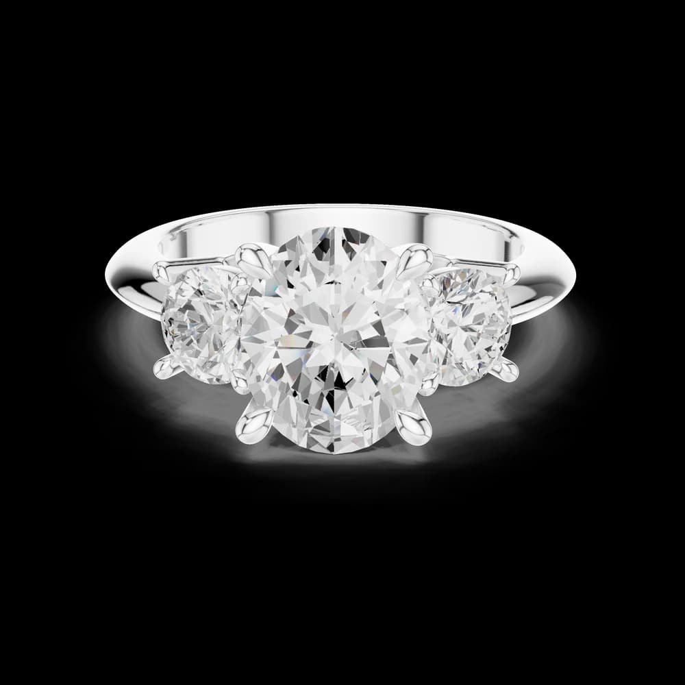 Oval Three Stone Side Round Lab Grown Diamond Ring - Image 2 Oval Three Stone Side Round Lab Grown Diamond Ring, view 2 of 6