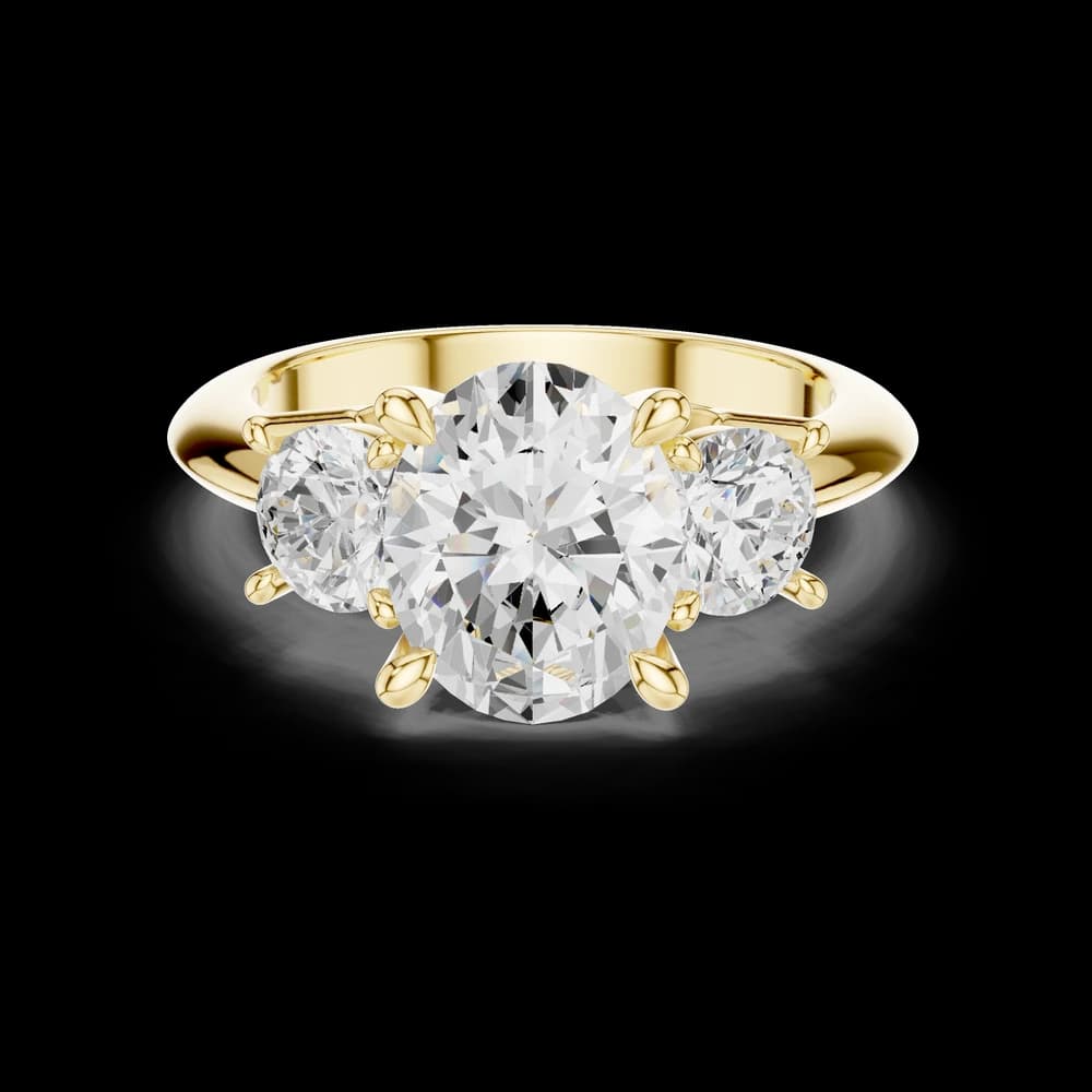 Oval Three Stone Side Round Lab Grown Diamond Ring - Image 3 Oval Three Stone Side Round Lab Grown Diamond Ring, view 3 of 6