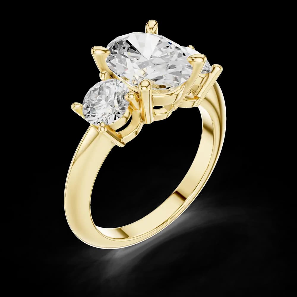 Oval Three Stone Side Round Lab Grown Diamond Ring - Image 4 Oval Three Stone Side Round Lab Grown Diamond Ring, view 4 of 6