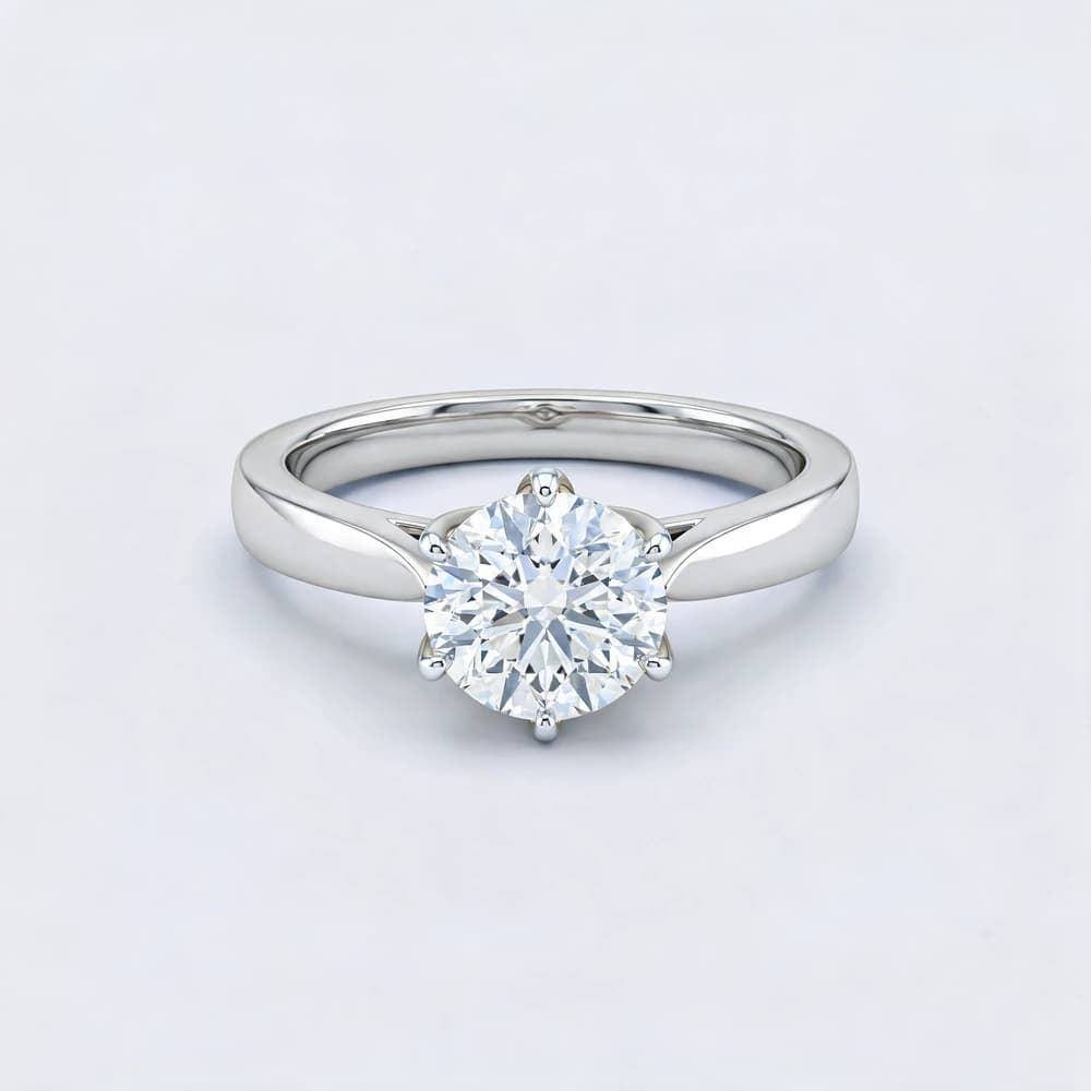 Round Cut Six Prong Gold Lab Grown Ring - Image 5 Round Cut Six Prong Gold Lab Grown Ring, view 5 of 5