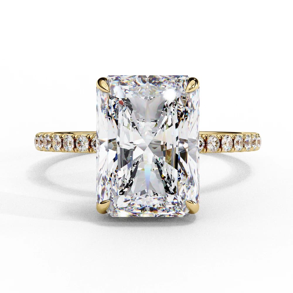 Radiant-Cut Hidden Halo with Lab Grown Diamond Pave Band - Image 1 Radiant-Cut Hidden Halo with Lab Grown Diamond Pave Band, view 1 of 8