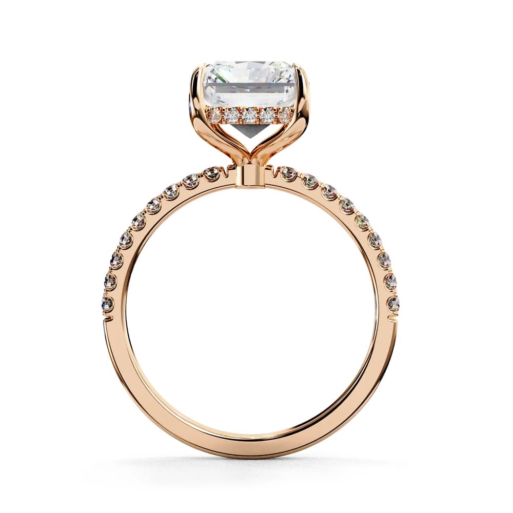 Radiant-Cut Hidden Halo with Lab Grown Diamond Pave Band - Image 2 Radiant-Cut Hidden Halo with Lab Grown Diamond Pave Band, view 2 of 8