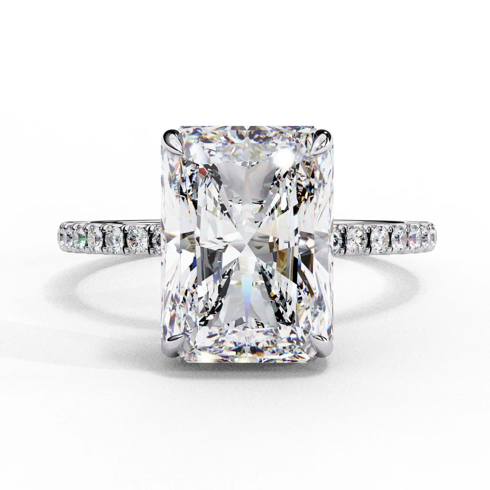 Radiant-Cut Hidden Halo with Lab Grown Diamond Pave Band - Image 5 Radiant-Cut Hidden Halo with Lab Grown Diamond Pave Band, view 5 of 8
