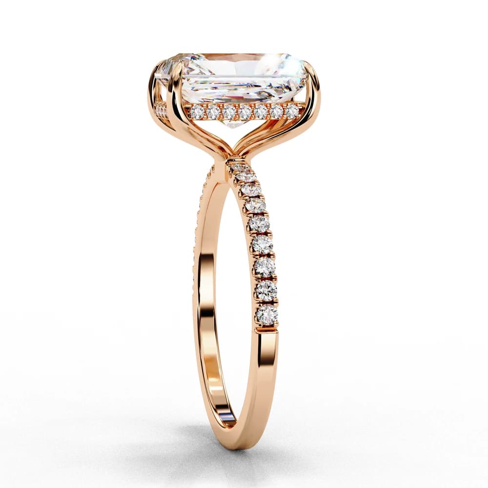 Radiant-Cut Hidden Halo with Lab Grown Diamond Pave Band - Image 6 Radiant-Cut Hidden Halo with Lab Grown Diamond Pave Band, view 6 of 8