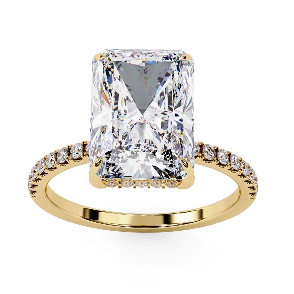 Radiant-Cut Hidden Halo with Lab Grown Diamond Pave Band - Image 7 Radiant-Cut Hidden Halo with Lab Grown Diamond Pave Band, view 7 of 8
