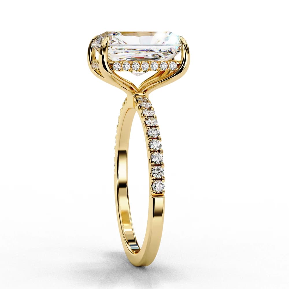 Radiant-Cut Hidden Halo with Lab Grown Diamond Pave Band - Image 8 Radiant-Cut Hidden Halo with Lab Grown Diamond Pave Band, view 8 of 8