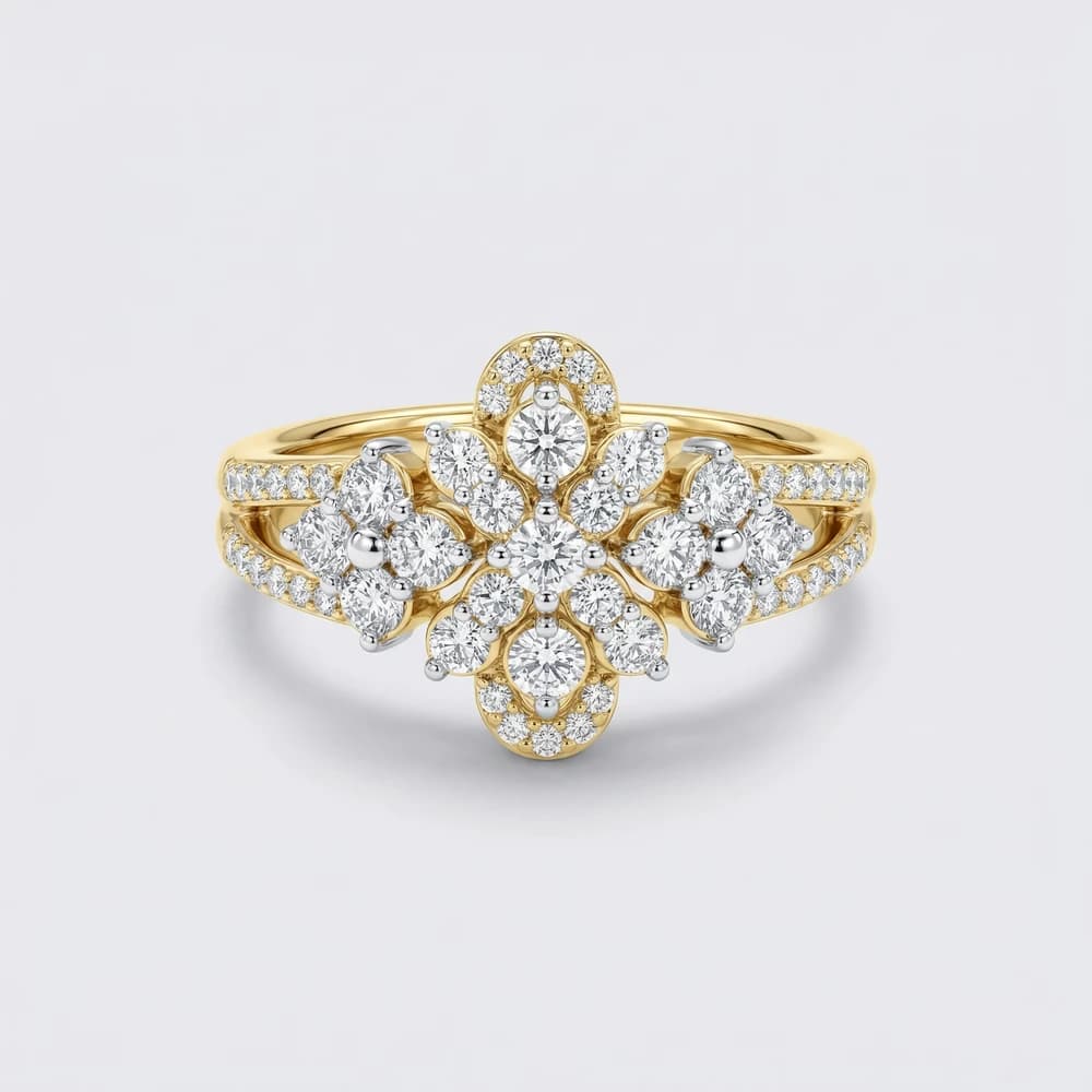 Floral Four Motif Lab Grown Diamond Ring - Image 1 Floral Four Motif Lab Grown Diamond Ring, view 1 of 1