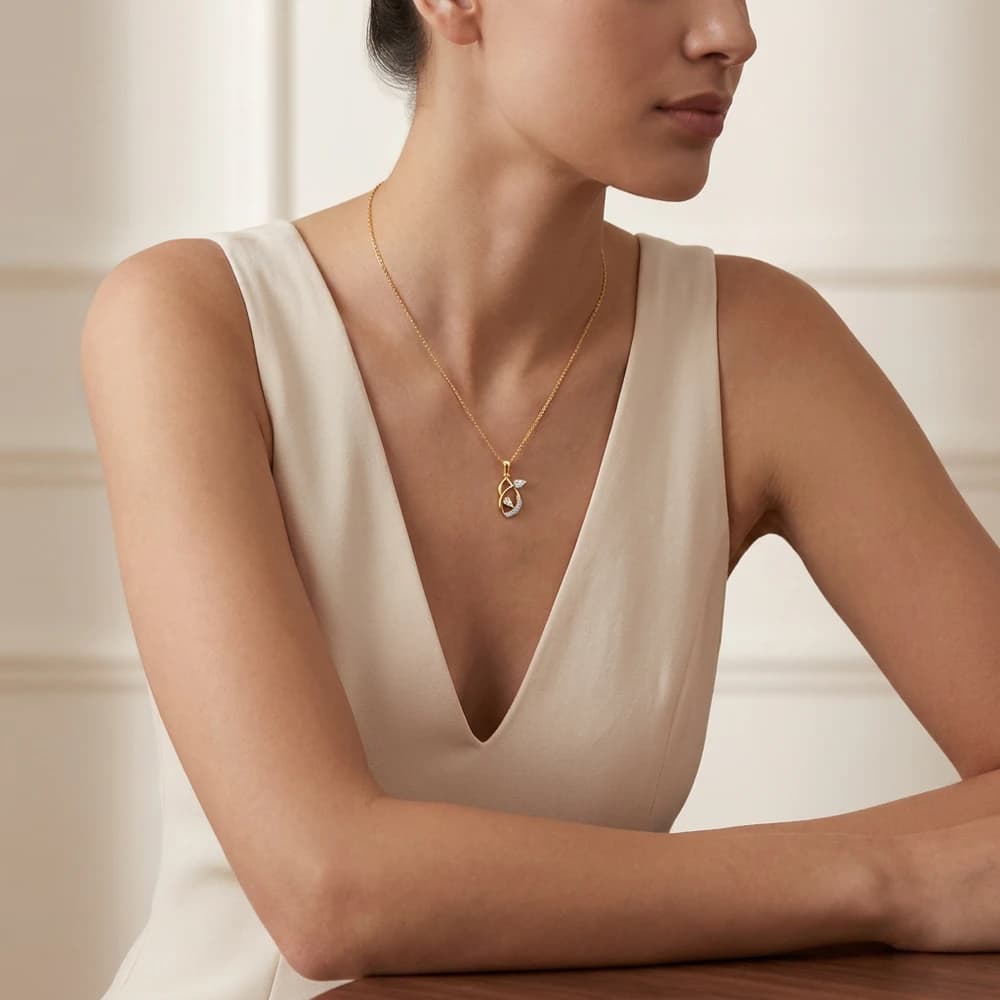 Rare Baguette Accent Lab Grown Diamond Pendant - Image 3 Rare Baguette Accent Lab Grown Diamond Pendant, view 3 of 5