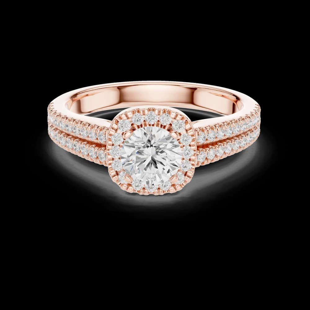 Milgrain Round Halo Lab Grown Diamond Ring - Image 1 Milgrain Round Halo Lab Grown Diamond Ring, view 1 of 6