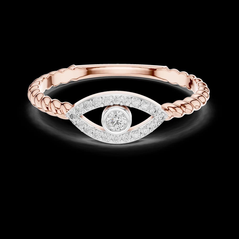 Pave Evil Eye Lab Grown Diamond Ring - Image 1 Pave Evil Eye Lab Grown Diamond Ring, view 1 of 6