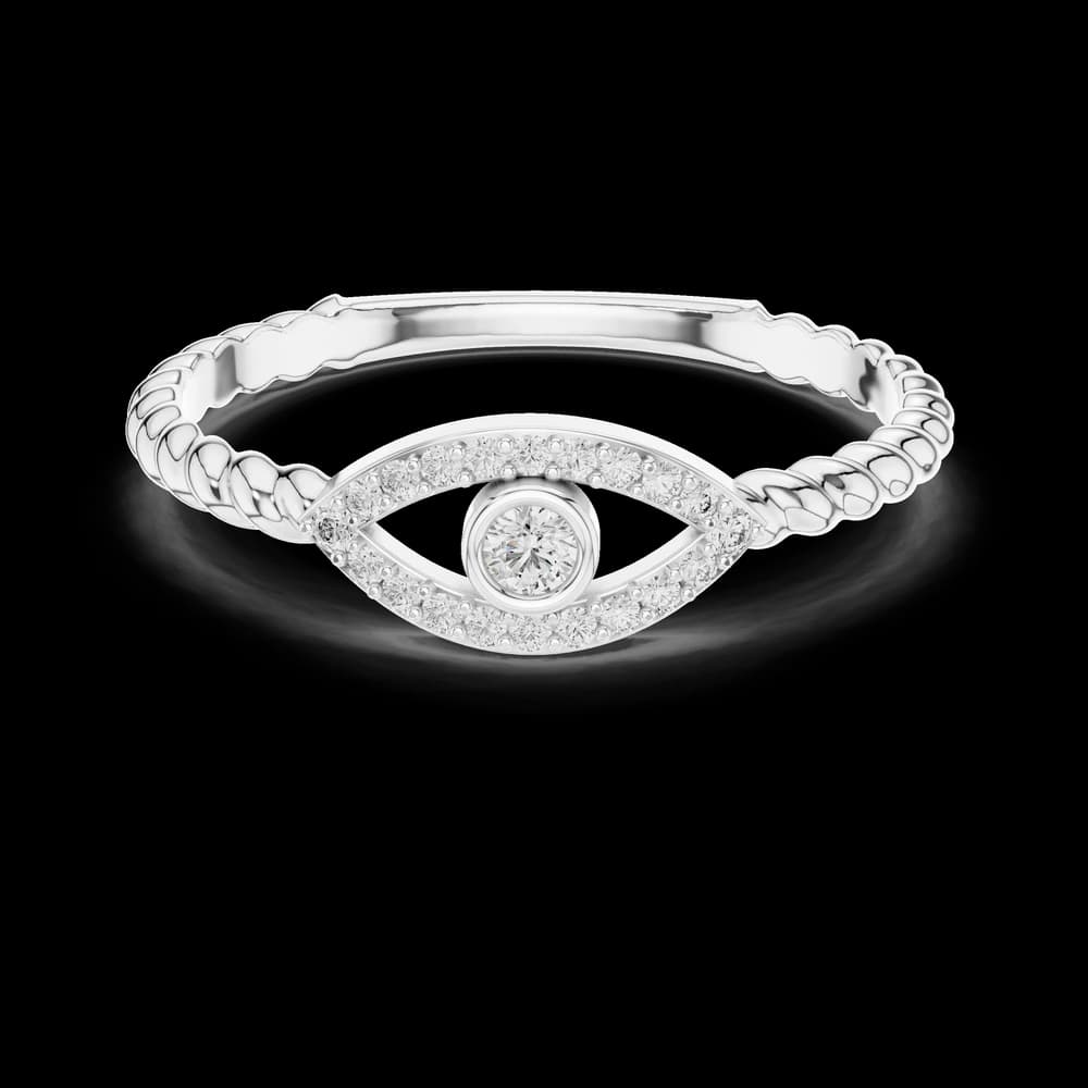 Pave Evil Eye Lab Grown Diamond Ring - Image 2 Pave Evil Eye Lab Grown Diamond Ring, view 2 of 6