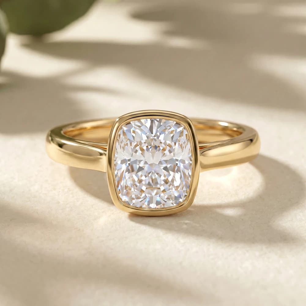 The Royale Elongated Cushion Bezel Solitaire Ring - Image 4 The Royale Elongated Cushion Bezel Solitaire Ring, view 4 of 5