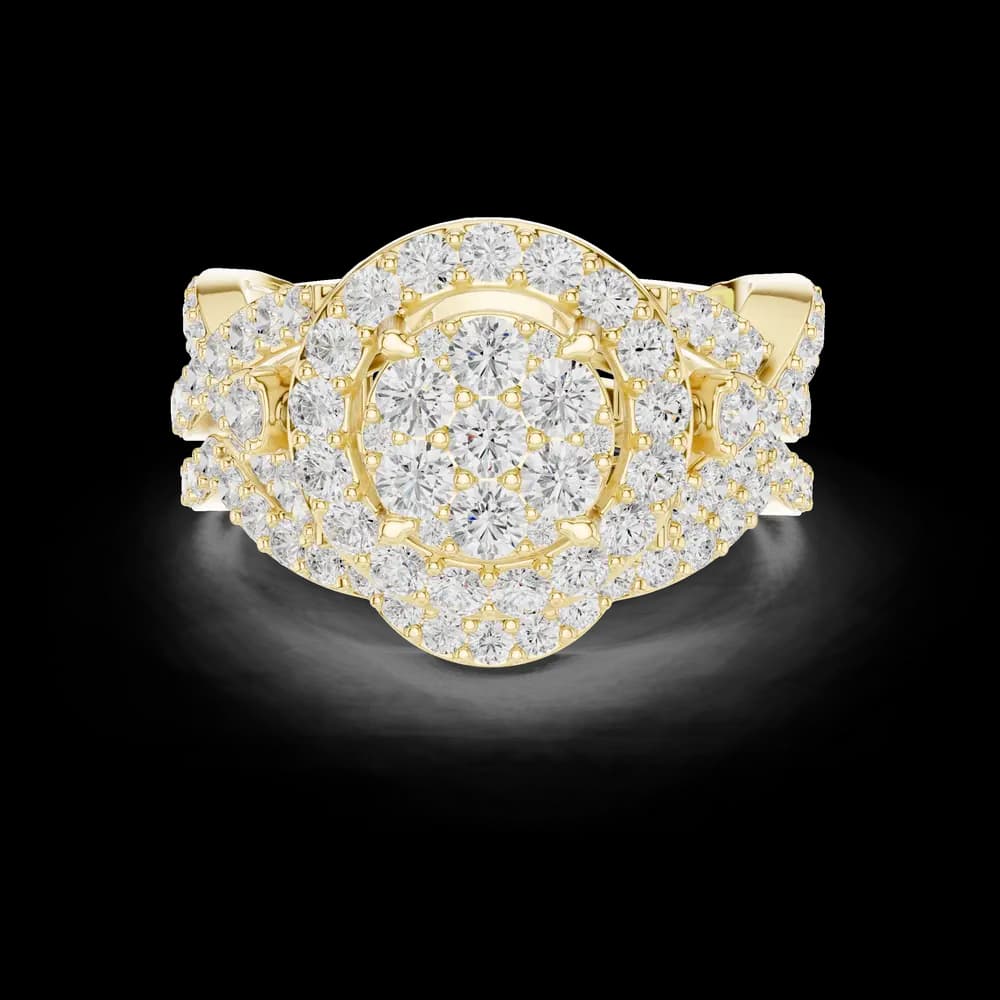 Double Halo Split Twist Round Cluster Ring - Image 3 Double Halo Split Twist Round Cluster Ring, view 3 of 6