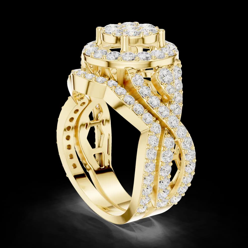 Double Halo Split Twist Round Cluster Ring - Image 4 Double Halo Split Twist Round Cluster Ring, view 4 of 6