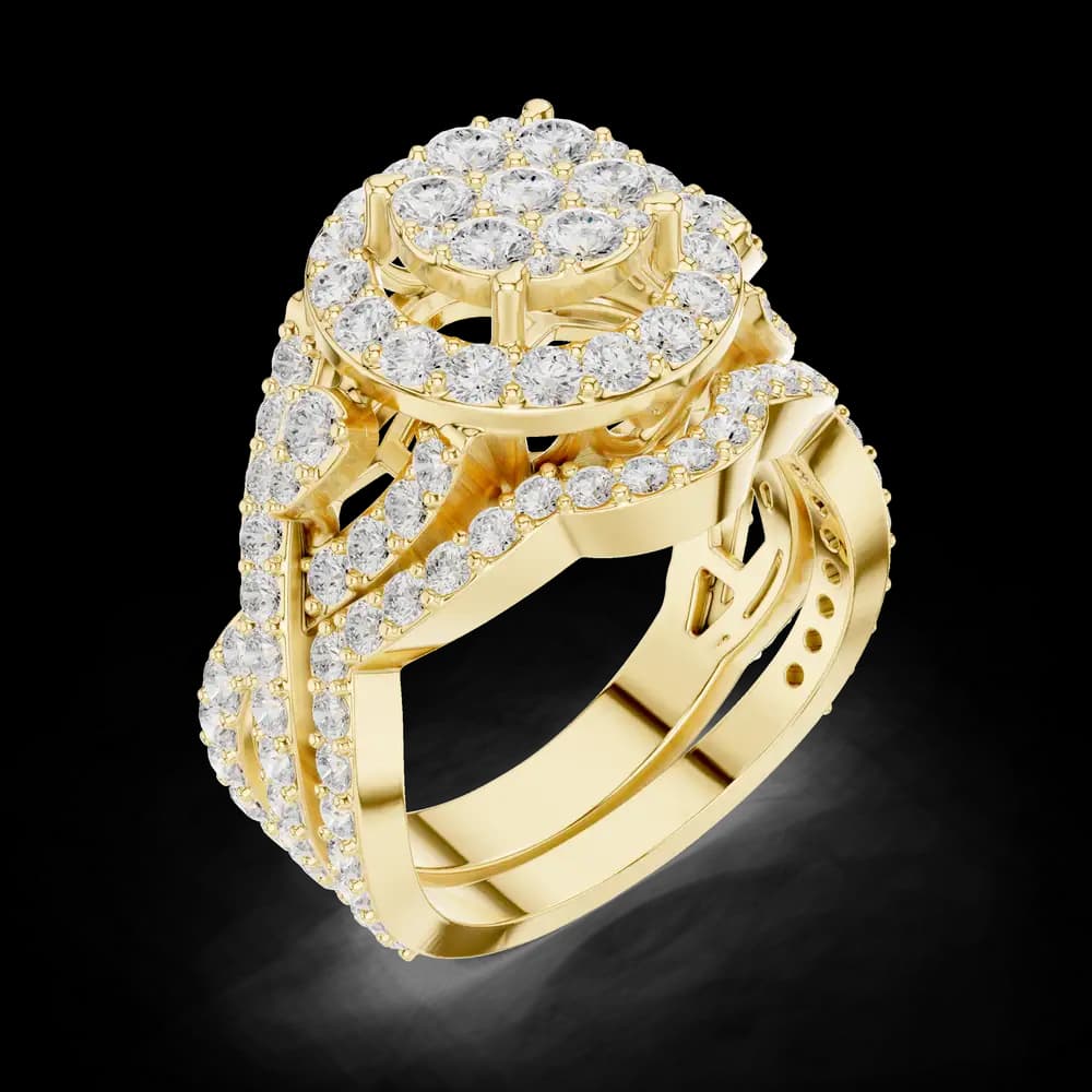 Double Halo Split Twist Round Cluster Ring - Image 5 Double Halo Split Twist Round Cluster Ring, view 5 of 6