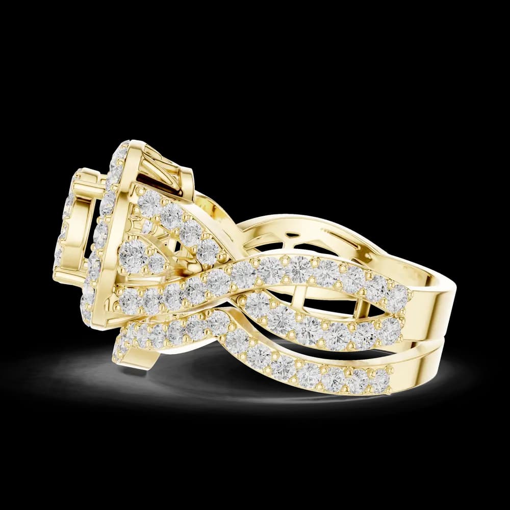 Double Halo Split Twist Round Cluster Ring - Image 6 Double Halo Split Twist Round Cluster Ring, view 6 of 6