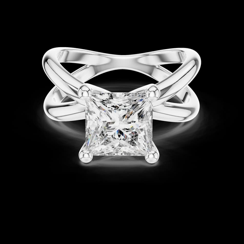 Crossover Bypass Band Princess Cut Lab Grown Diamond Ring - Image 2 Crossover Bypass Band Princess Cut Lab Grown Diamond Ring, view 2 of 5