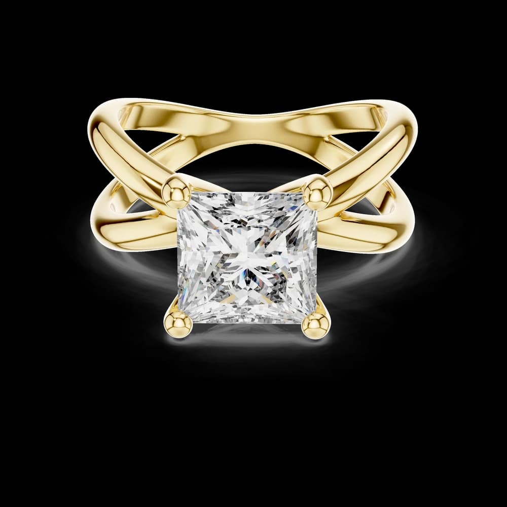 Crossover Bypass Band Princess Cut Lab Grown Diamond Ring - Image 3 Crossover Bypass Band Princess Cut Lab Grown Diamond Ring, view 3 of 5