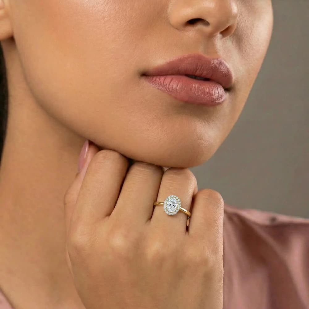 Oval Halo Solitaire Lab Grown Diamond Ring - Image 2 Oval Halo Solitaire Lab Grown Diamond Ring, view 2 of 3