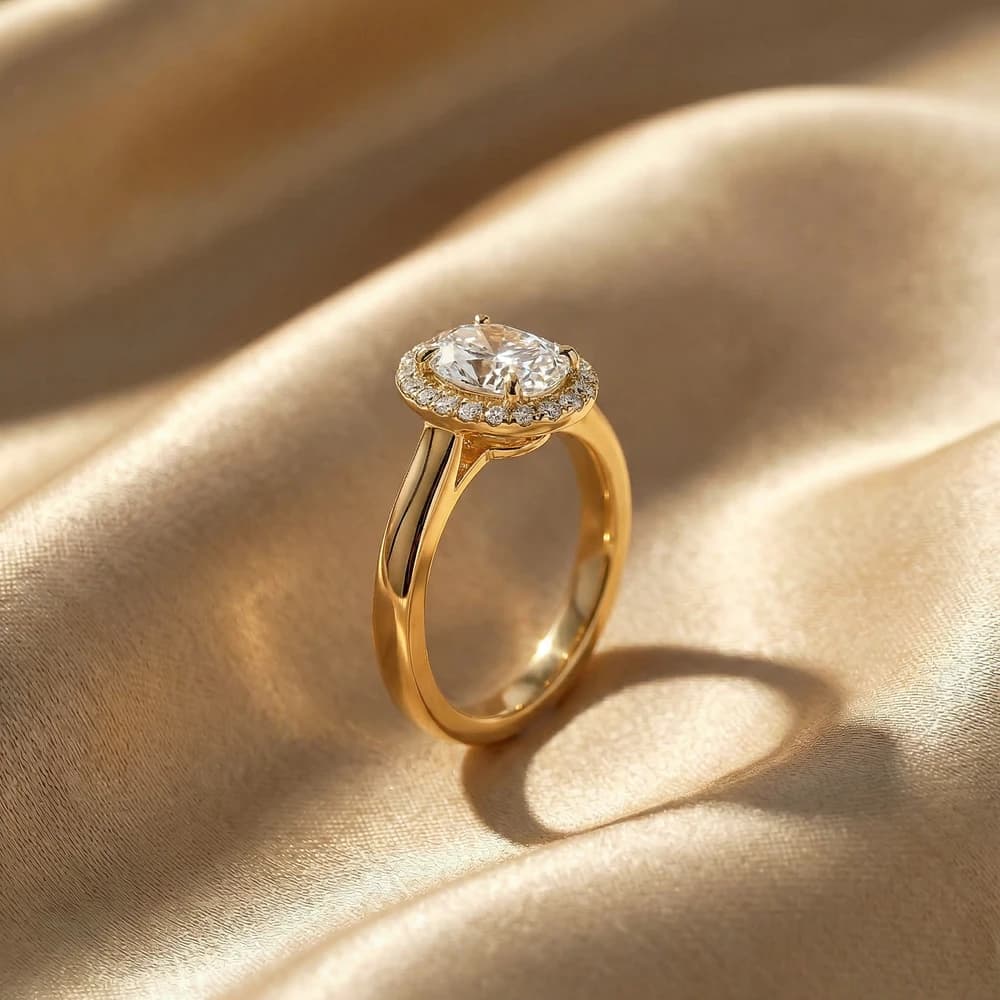 Oval Halo Solitaire Lab Grown Diamond Ring - Image 3 Oval Halo Solitaire Lab Grown Diamond Ring, view 3 of 3