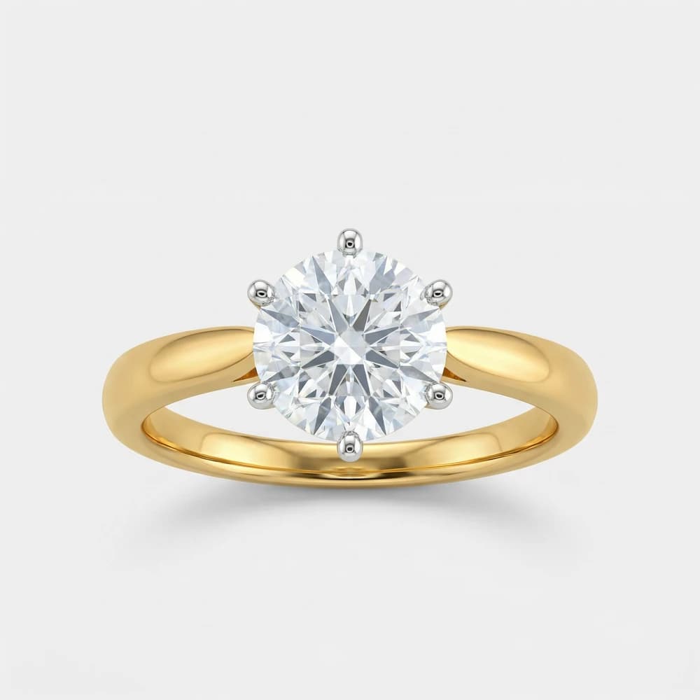 Elevated Six Prong Solitaire Lab Grown Diamond Ring - Image 1 Elevated Six Prong Solitaire Lab Grown Diamond Ring, view 1 of 3