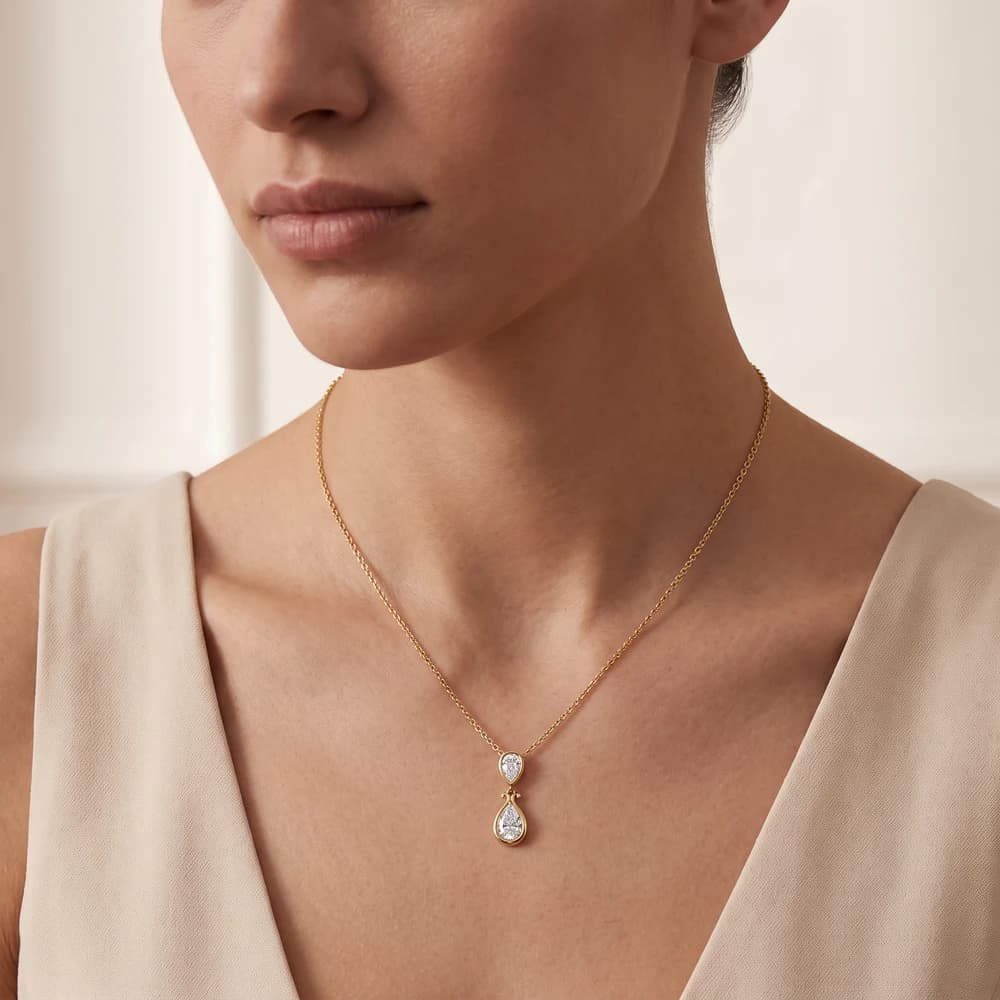 Refined Dual Pear Cut Diamond Pendant - Image 2 Refined Dual Pear Cut Diamond Pendant, view 2 of 3