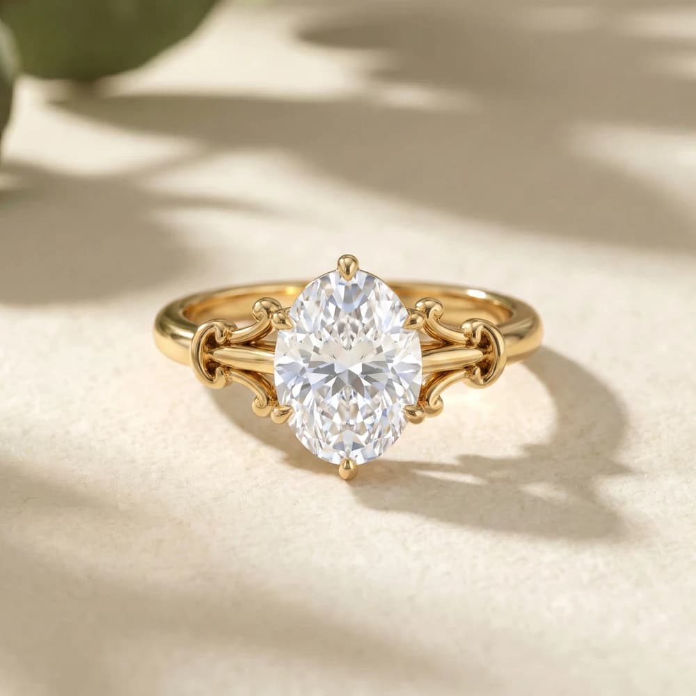 Ornate Oval Solitaire Ring - Image 4 Ornate Oval Solitaire Ring, view 4 of 5